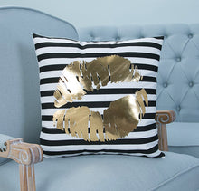 Load image into Gallery viewer, Luxe Gold and White Throw Pillow w/core
