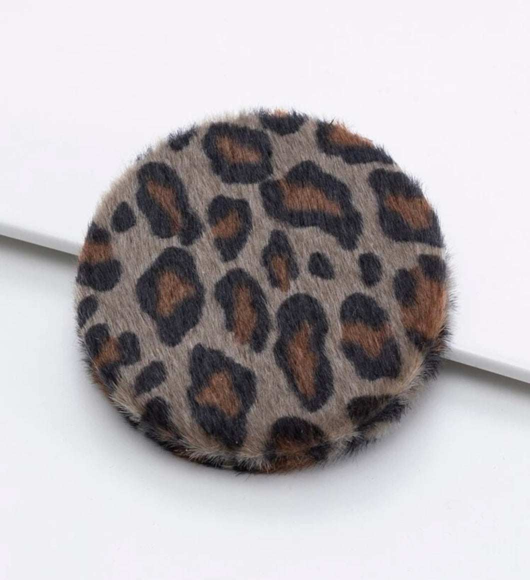 Leopard Print Round Duel Sided mirror compact