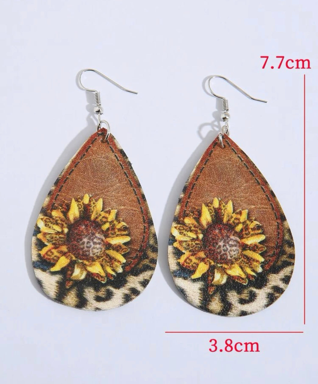 Sunflower earrings double sided