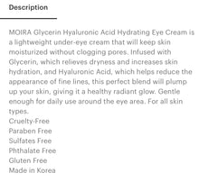 Load image into Gallery viewer, Glycerin Hyaluronic Acid Hydrating Eye cream
